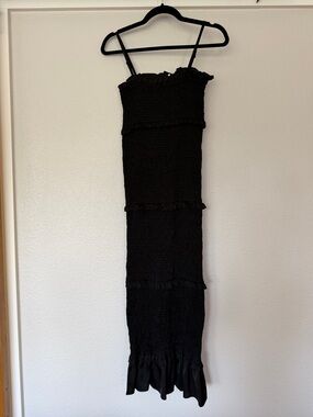 Black Smocked Mabel Midi Dress (great for maternity)